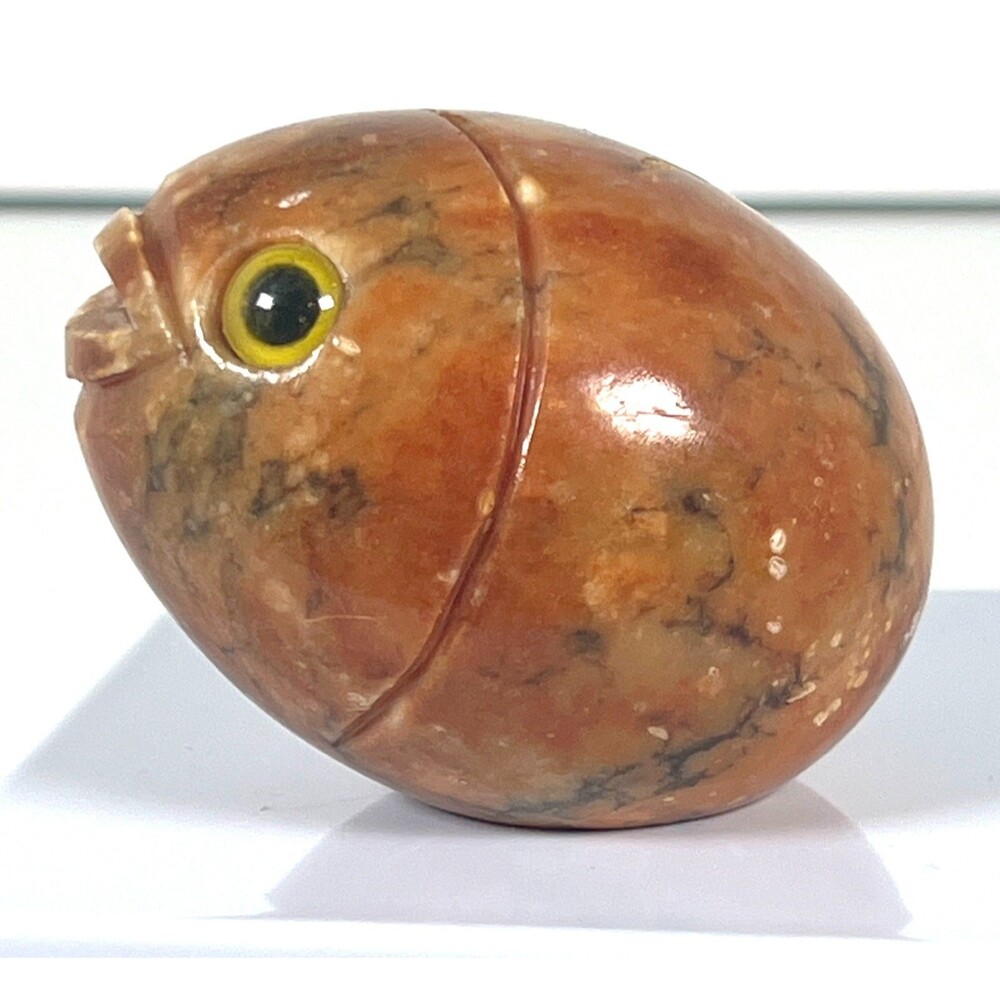 Vtg Brown/Red Alabaster Fish Paperweight Made in Italy Hand Carved Decor Collect